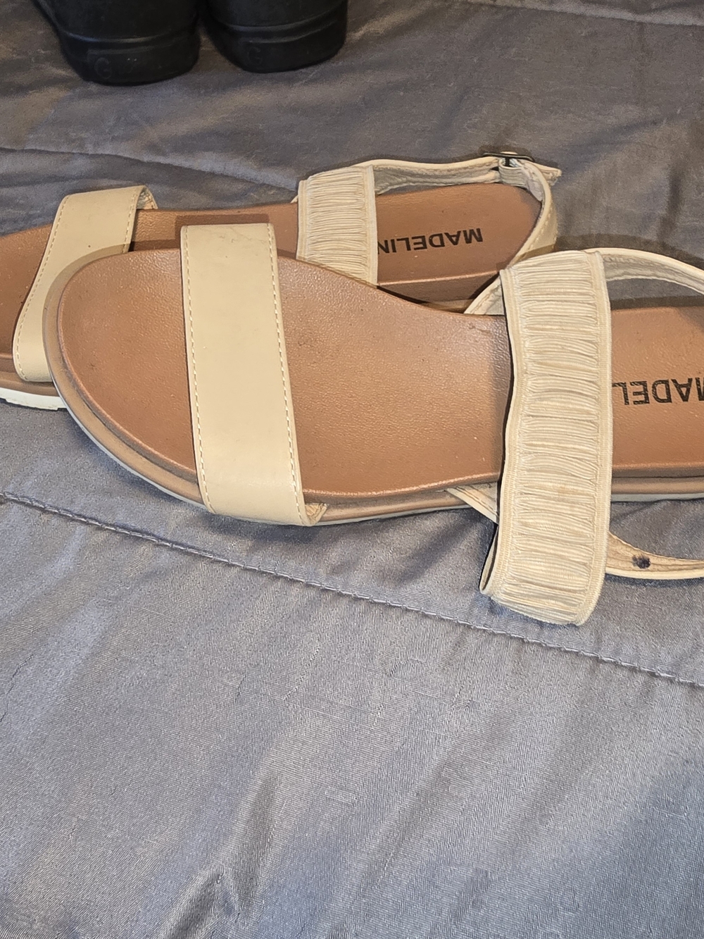 Madeline Beige Strap Flat Sandals